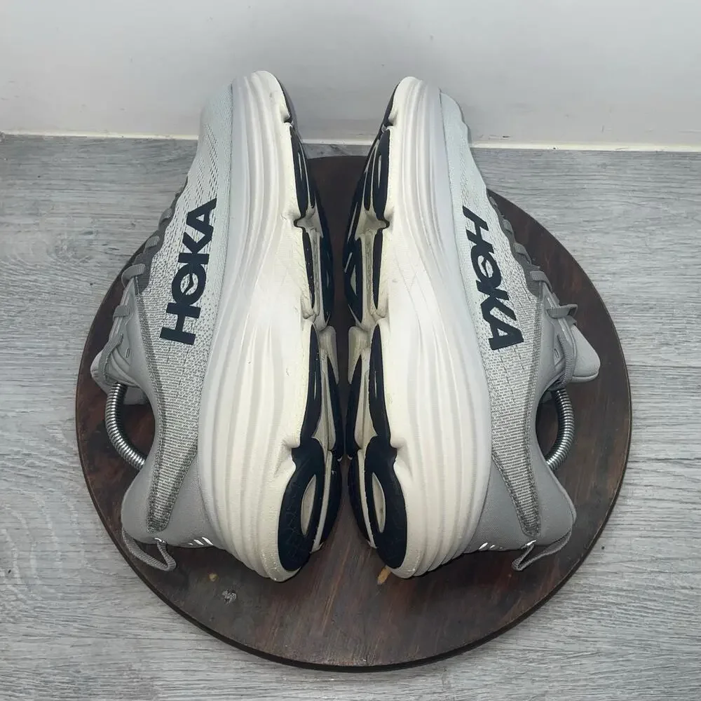 Hoka One One Men's Athletic Shoe in Light Gray and Navy